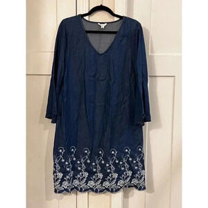 Est.1946 size large scalloped edge with embroidery denim colored dress